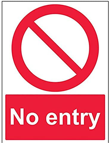 V Safety No Entry Prohibition Sign - 300mm x 400mm - 1mm Rigid Plastic