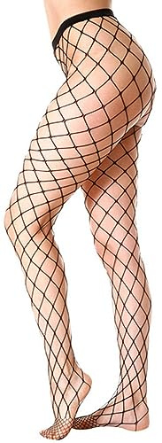 krautwear® Dam nätstrumpbyxor svart nät strumpbyxor vidmaskig grov mönster med grova maskor karneval karneval cosplay