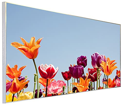 Ecowelle Infrared Heater with Picture 900 Watt 60 x 120 cm Infrared Heating Made in Germany White Aluminium Profile i 4 Fireplaces