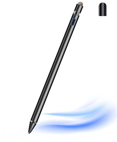 Stylus Pen Tablet Pen for All Touch Screens 1.45mm Fine Tip Input Pens ipad pen for Smartphone Compatible with iPads/Tablets/iPhones/Samsung/Lenovo/Android/iOS with Two Caps (Black)