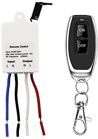 QIACHIP Funk Lichtschalter 230V und Mini Empfänger Kit, Funkschalter mit Fernbedienung Kabelloser RF Relais für Leuchten, Deckenleuchten, Lampen