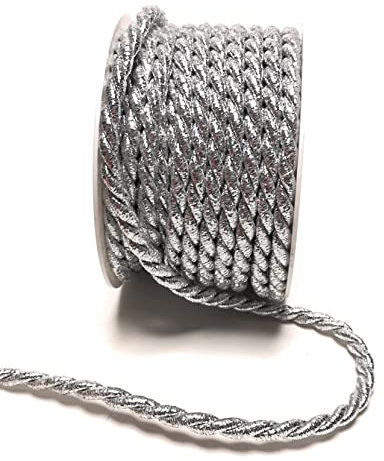 s.dekoda Kordel 10m x 6mm Silber Lurex Drehkordel Dekoband Kordelband Kordelschnur