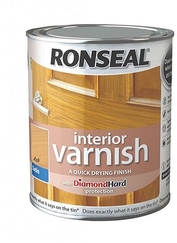 SAVING HUB Interior Varnish Satin Paint Tin - Suitable for Doors, Windows, Joinery and Furniture - Diamond Hard Protection Quick Drying Finish Paint (250ml, Ash)