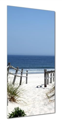 Wallario Selbstklebende Duschrückwand 80 x 200 cm mit Motiv Blick auf Strand - Wandverkleidung Fließenersatz mit Hochglanzlaminat in Glasoptik