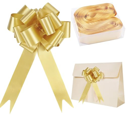 YankMooM 30 fiocchi grandi da tirare, fiocchi da tirare per confezioni regalo, fiocchi per confezioni regalo, fiori, cesti, compleanni, matrimoni, feste di Natale (oro)