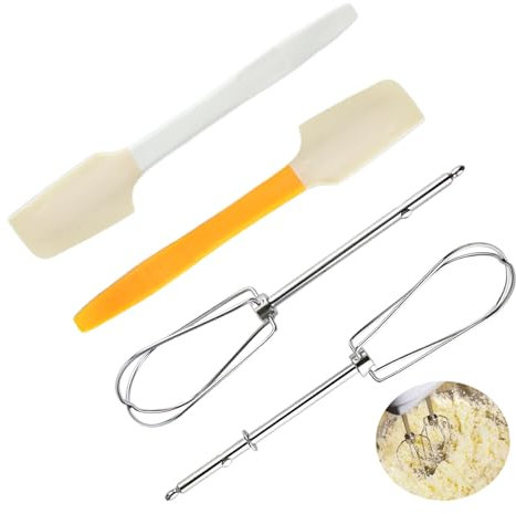 VINEST 2 Stück Rührbesen Manuell, Ersatz Schneebesen zum Schlagen, Edelstahl Rühreinheit, mit Spatel, Rührstab für Rechts Links Quirl Mixer, für Handmixer