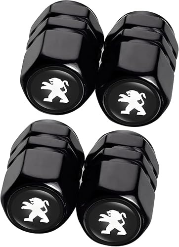 4PCS Valve Pneu Voiture pour Peugeot 107 207 407 408 206 306 307 308 406 806 3008 4008, Résistant à la Corrosion Bouchon de Valve Voiture, Noir