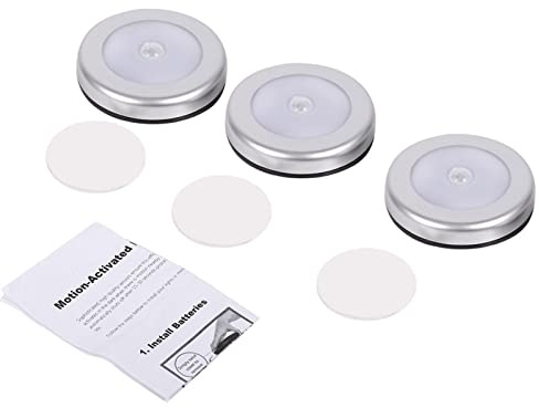 Sensorlampa, 3 St Liten 6 LED med Rund Kropp Batteridriven med Inbyggd Magnet Multifunktionell Trådlös PIR Automatisk Rörelsesensor Nattlampa för Hemmaträdgård