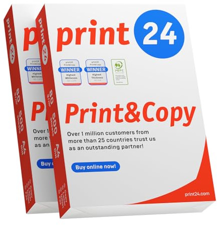 print24 skrivarpapper kopieringspapper 1000 ark 2 x 500 A4 80 g premium vit CIE 160 testvinnare PEFC miljöcertifikat