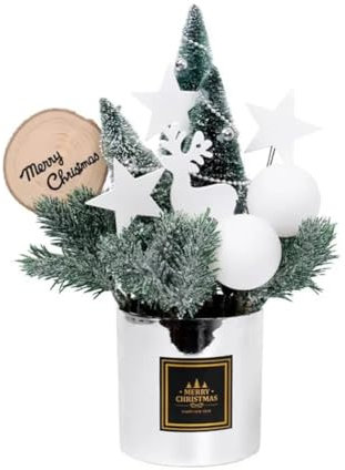 Booso Albero di Natale Artificiale in Vaso di Natale in Miniatura da Tavolo di Natale in Miniatura da Tavolo di Natale Finti in Vaso