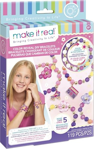 Lansay - Make IT Real - Bracelets Rêve Arc en Ciel - Kit Création 3 Bracelets à Breloques + 1 Bague pour Enfants dès 8 Ans - avec Perles Colorées & Charms - Activité Manuelle - Loisirs Créatifs