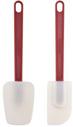 RELKLYU 2 stycken silikon bromadeau lång handtag skyskrapa, återanvändbar, ergonomiskt komforthandtag, köksverktygspatel.