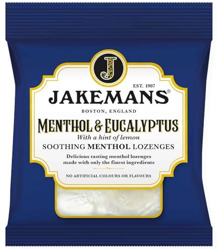 Menthol & Eucalyptus - Pastilles rafraîchissantes au menthol et à l'eucalyptus, idéales pour apaiser la gorge et rafraîchir l'haleine - Compatible avec Jakemans - 73 g