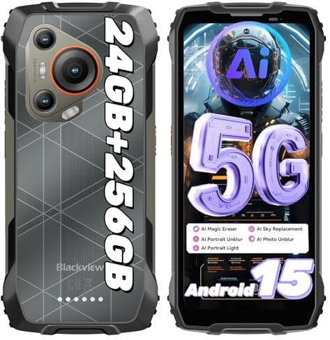 Blackview BL7000 AI 5G Outdoor Handy Android 15-24GB+256GB/2TB MTK Dimensity 6300, 120HZ 2.4K FHD+ 6.78, 50MP+32MP, Nachtsicht 20MP, Outdoor Smartphone Ohne Vertrag, Face ID/GPS/NFC/OTG
