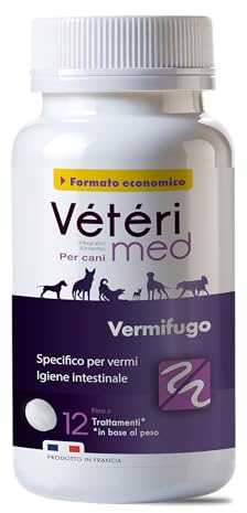 Vétérimed Vermifugo Veterinario per Cani - Compresse vermifughe Naturali e appetitose per l'igiene intestinale dei Cani - Prodotto in Francia - 30 compresse (Formato economico 30 italiano)
