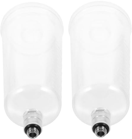 TEHAUX Juegos de Aerógrafo Recipientes para Taza de Pintura de Plástico Transparente, 2 Piezas, Desmontables y Reemplazables, para Artistas y Profesionales, Alimentación por Gravedad,