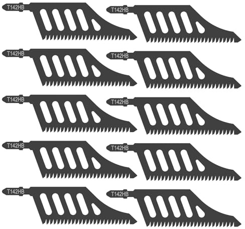 10Pcs Jigsaw Blades, T Shank High Carbon Steel Jigsaw Blade, 112MM 11TPI Coarse Tooth Blade Cutter for Wood Plastics Cutting, Power Tool Part