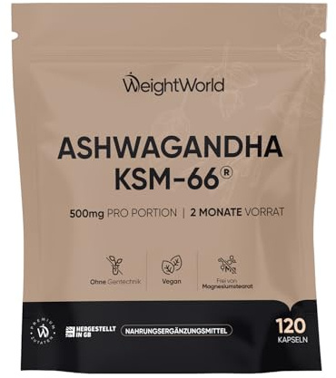 Ashwagandha KSM-66 Vegana, Pepe Nero, Vitamina B6, 120 Capsule, Dose da 500mg, Integratore Ashwagandha Polvere, La Vitamina B6 Contribuisce alla Riduzione della Stanchezza e dell'Affaticamento (EFSA)