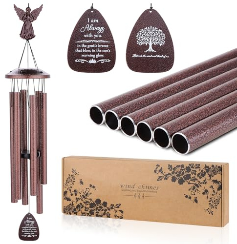 Angel Memorial Wind Chimes for Loss of Loved One Memorial Gifts Aluminum Tubes Wind Chime for Garden Yard Home Outdoor Indoor, Sympathy Condolence Bereavement Gift for Lose of Mum Dad
