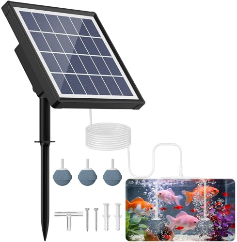 NFESOLAR 3W Solar Pond Aerator with 2200mAh Battery Backup, All-in-One Solar Air Pump, 24/7 Continuous Oxygenation, Quiet Operation, 3 Modes Bubbler, Portable for Small Ponds, Fish Tanks & Hydroponics