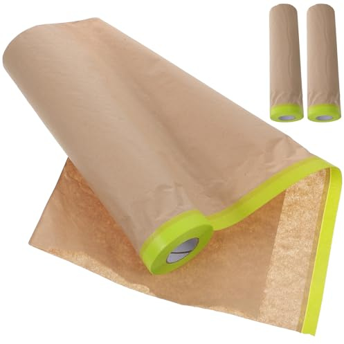 TOYANDONA Papier de Masquage Semi-Transparent 3 Rouleaux 15 Cm X 15 M pour Peinture Automobile et Meubles, Film Protecteur Adhésif Multi-Surfaces, Matériel Carrosserie et Bricolage,