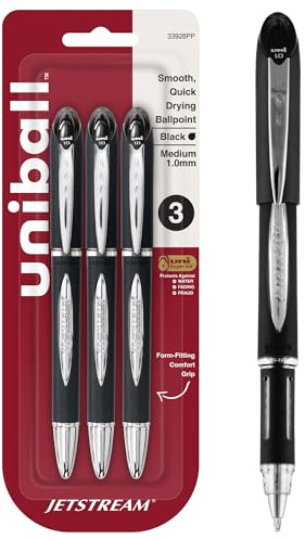 uniball™ Jetstream Ballpoint Pens, Medium Point (1.0mm), Black, 3 Pack