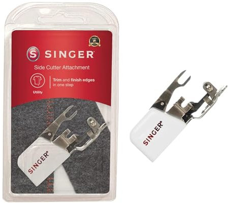 SINGER Side Cutter Attachment Presser Foot, Simutaneously Trims & Hems Edges, Zig-Zag or Overstitch-Sewing Made Easy Nähfuß, Metall, Silber