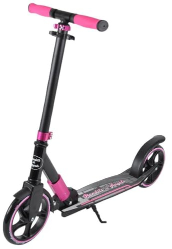 Bandits & Angels Kinderroller Black Racer 205 Pink ab 5 Jahren für Mädchen – Roller für Kinder – zusammenklappbar – Verstellbarer Lenker – Roller mit Fußbremse