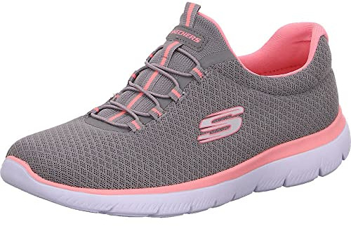 Skechers Donna Summits 12980 Scarpe da ginnastica, Gray Mesh/ Pink Trim, 37 EU