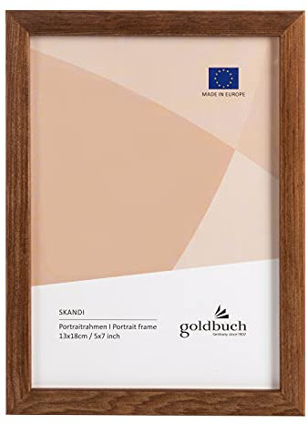 goldbuch Bilderrahmen Skandi 13x18 cm, Einzelrahmen aus Echt Holz, Portraitrahmen zum Stellen, Holzrahmen mit Wandhalterung, Foto Rahmen, Frame braun, 90 0593