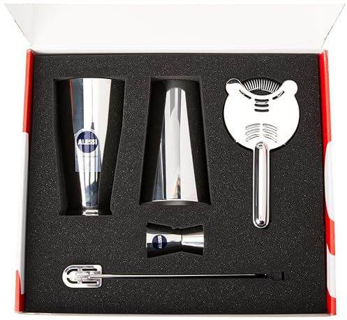 Alessi Set Shaker Boston INOX, Glas,Edelstahl 18/10, Mehrfarbig, One Size