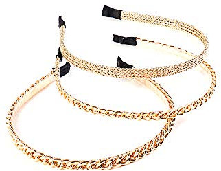 3 Pcs Vintage Headbands Gold Chains Head Bands Headwear Metal Hairbands Alice Band Hair Hoop Women and Girls