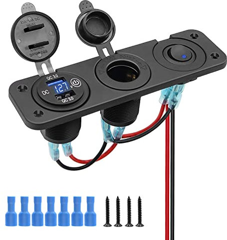 Zigarettenanzünder beide USB Auto Ladegerät Schalttafel steckdose usb einbaubuchse Dual USB Steckdose 12V QC 3.0 für Wohnmobil Boot Motorboot Wohnwagen Motorrad (Type B)