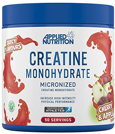 Applied Nutrition Creatine Flavoured - Creatine Monohydrate Micronized Powder with Flavour, Increases High-Intensity Physical Performance (250g - 50 Servings) (Cherry & Apple)
