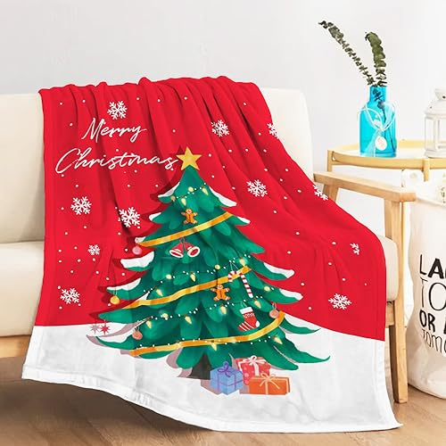 Coperta natalizia per bambini, con albero di Natale, coperta per culla e passeggino, coperta natalizia per divano, letto, morbida e leggera, in pile felpato, 76 x 102 cm
