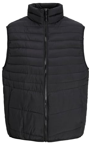 JACK&JONES PLUS Jjestate Packable Puffer Bw Collar Pls Chaleco acolchado para hombre, Negro, XXXXXXL