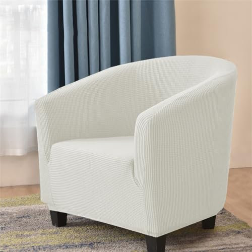 Highdi Funda de Sillón Elásticas Chesterfield Jacquard Color Liso 1 Plaza Funda de Sofá Lavables Universal Silla De Club Protector para Dormitorio, Recepción Club (Blanco)