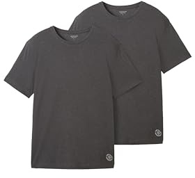 TOM TAILOR Lot de 2 t-Shirts Basiques pour Homme, 11086 - Gris foncé mélangé, M