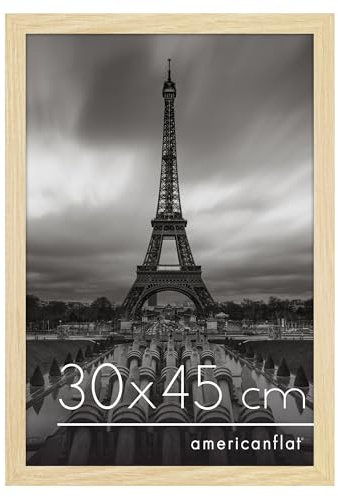 Americanflat Cornice 30x45 cm Effetto Rovere Naturale - Cornice Foto 45x30 cm in Legno MDF con Pannello Protettivo in Plastica e Ganci Integrati