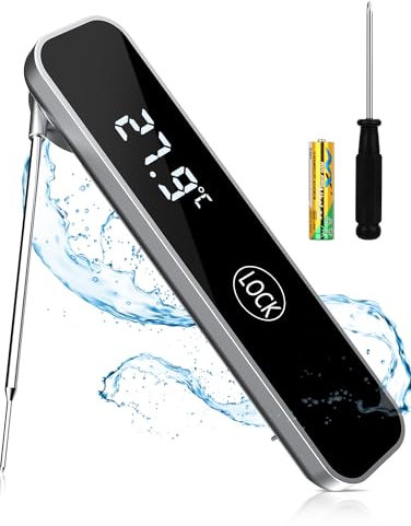 Homtronics Lightning 1-Second Instant Read Meat Thermometer, Digital Meat Thermometer with Backlight OLED Screen, Auto On/Off, Waterproof Cooking Thermometer Probe for BBQ, Food, Water, Milk, Cooking
