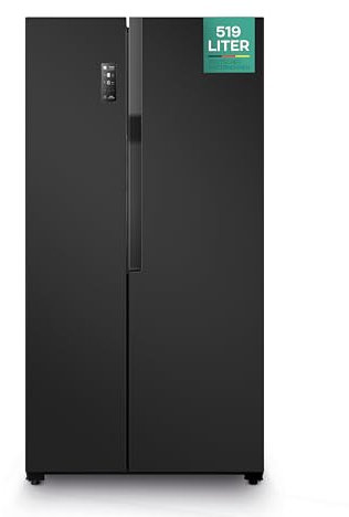 Heinrich´s Side-by-Side Kühlschrank, Kühlgefrierkombination mit 519L Mega Gesamtvolumen, NO-FROST, 185L Gefriervolumen, LED Beleuchtung,LED Touch-Bedienung, Multi-Airflow-System, Schwarz-inox