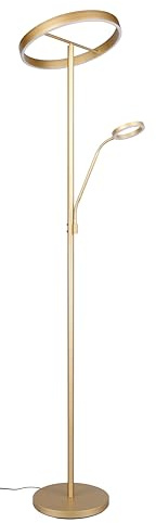 Trio Leuchten Lampadaire LED WILLIS 449510279, métal doré, 39 + 5,5 watts LED, couleur de la lumière réglable, dimmable
