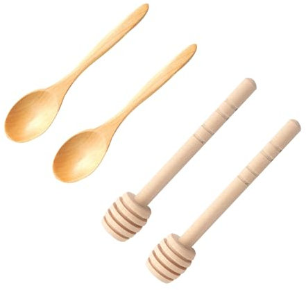 YOUZMY 4 pezzi agitatori per miele, cucchiai di miele, cucchiai di miele in legno, agitatori per miele con sollevatore di miele, bastoncini di miele a spirale,agitatori con bastoncini di miele (cachi)