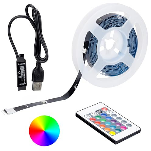Fynolux Striscia LED 5 Metri Multicolore – Atmosfera Regolabile per Retro TV e Camera – Adesiva, Tagliabile, con Telecomando