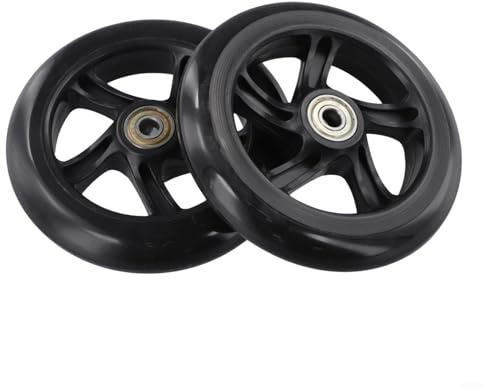 Ruedas Silenciosas de PU para Patinete Paquete de 2 Ruedas de Repuesto para Patines de Ruedas Carrito Silla de Ruedas 125mm 145mm 180mm 200mm (125mm*24mm negro)