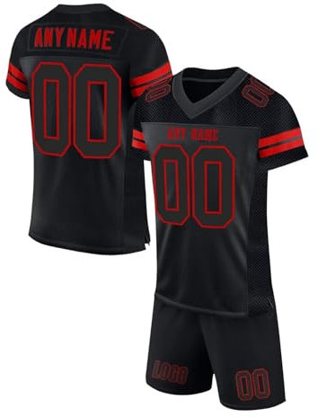 Personalisiert American Football Trikot mit Name Nummer Logo Personalisierte Spieltrikots T-Shirt & Shorts für Kinder Erwachsene Junge Mädchen Herrn Damen #A22