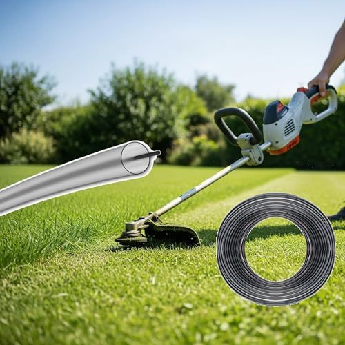 Hilo de corte de alto rendimiento, 2,7 mm x 15 m, perfil redondo, gris, resistente hilo para desbrozadora y desbrozadora, hilo duradero de dos componentes para el cuidado del jardín y el paisaje