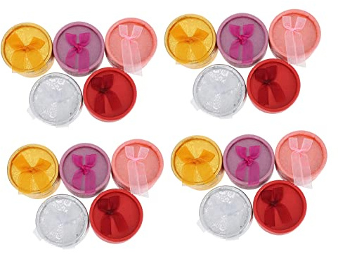 Yardenfun 20piezas Caja Redonda Para Anillos De Joyería Unidades Lazo Para Obsequio De Pendientes Caja Para Joyas