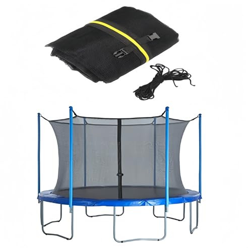 Säkerhetsnät för trampolin 244 306 366 427 cm, reservnät för inomhustrampolin med dragkedja och karbinhaken, skyddsnät för trädgårdstrampolin, för stolpar 6/8