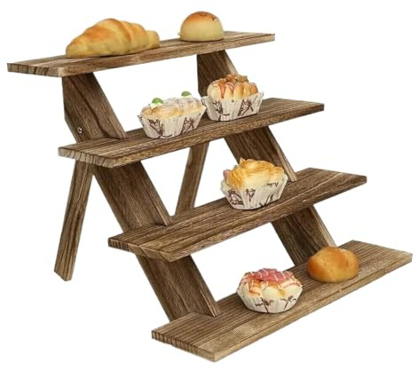 Tårtställ Kakfat Trämuffinsdisplayställ Bänkskiva Displayhyllor Tårtfat för Eftermiddagste